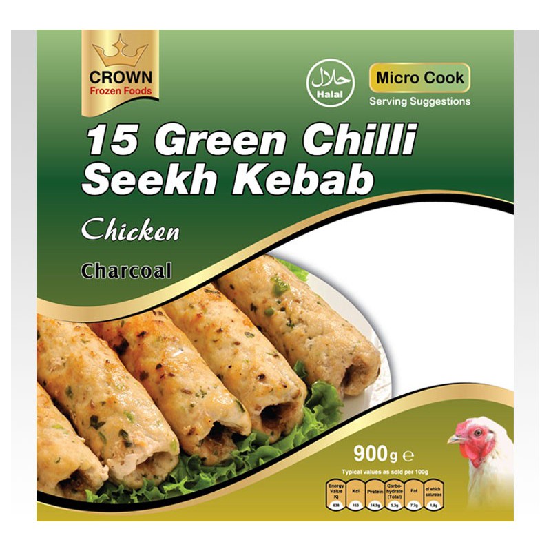 Crown Seekh Kebab Chicken - 15pcs x 10Pkts 1kg